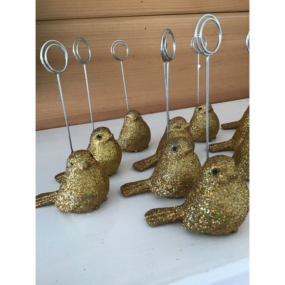 Lot of 15 Gold Glitter Bird Place Card, Photo, Recipe Holders- Pier 1 Imports - Picture 2 of 3